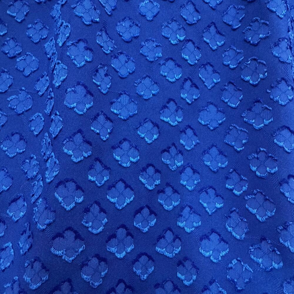 Kaari Blue Cobalt Patterned Open Shoulder Mini‎ Dress Size M Party Date Night - Picture 7 of 8